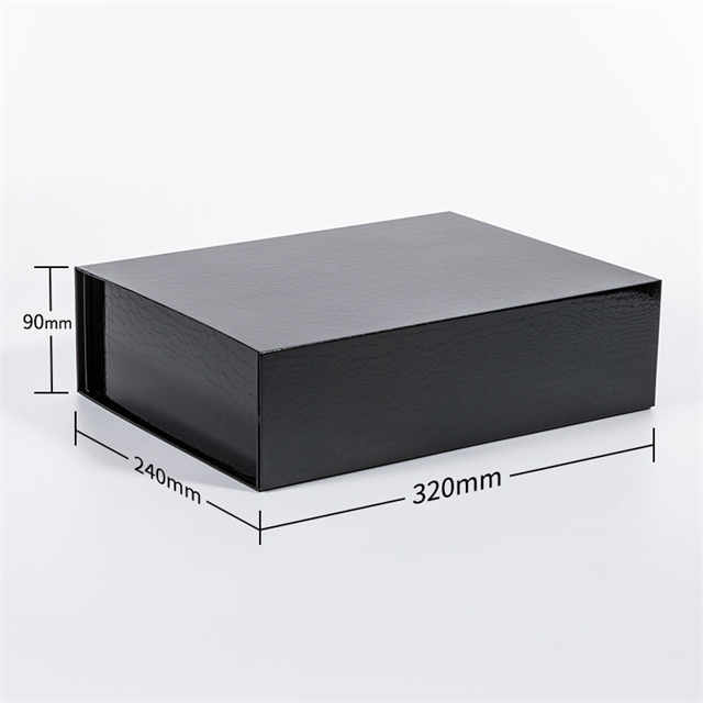 Black Collapsible Box with Magnetic Flap And Tissue Paper