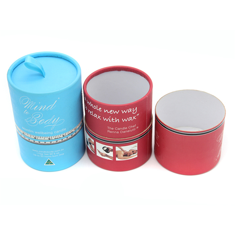 Printed Biodegradable Cardboard Cylinders Candle Packaging Kraft Paper Tube With Lids