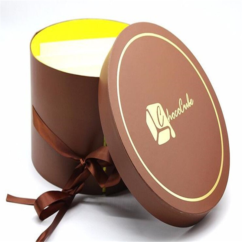 Recyclable Chocolate Cylinder Box with Ribbon Closure